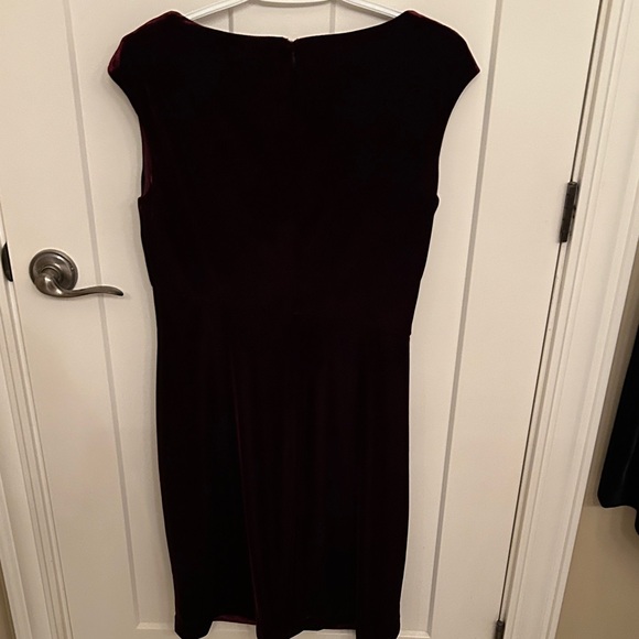 Lauren Ralph Lauren Asymmetrical Neckline Velvet Dress - Deep Burgundy, size 10 - Picture 6 of 8